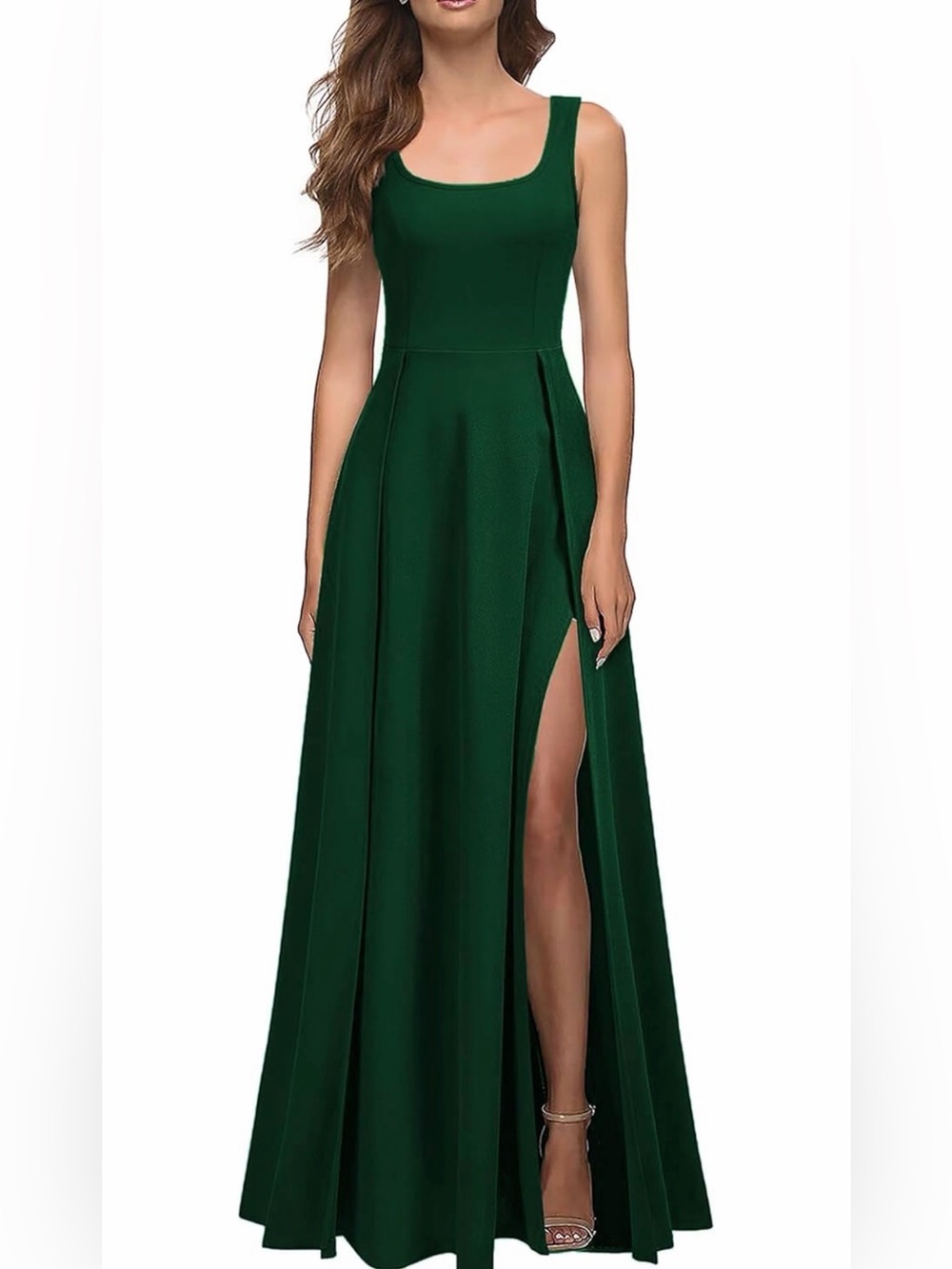 NWT Green Maxi Dress with High Side Slit on both sides Formal Cocktail, Large